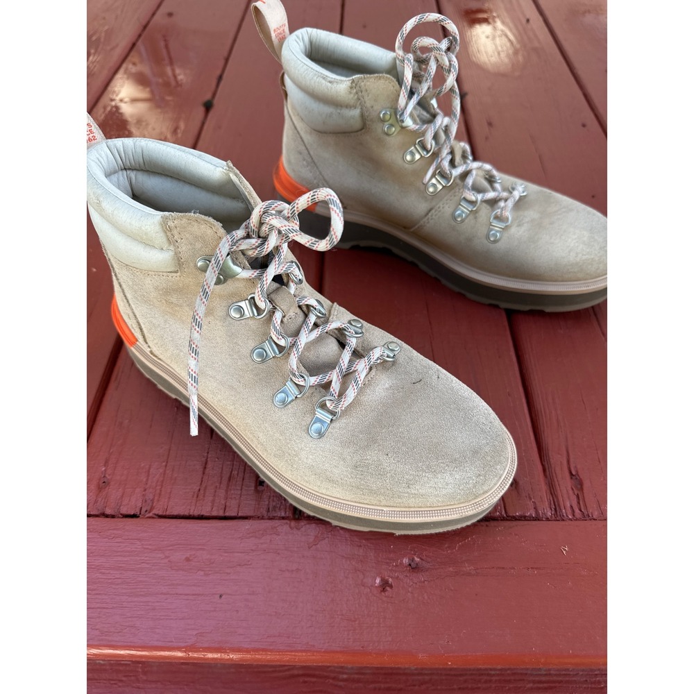 Sorel Hi-Line Hiker Suede Boots Quarry Canary Orange NL4878-209 Womens 9